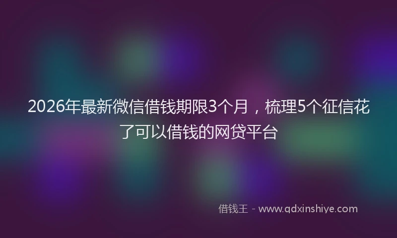 2026年最新微信借钱期限3个月，梳理5个征信花了可以借钱的网贷平台