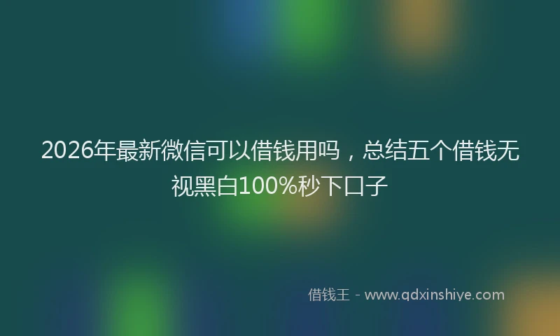 2026年最新微信可以借钱用吗，总结五个借钱无视黑白100%秒下口子