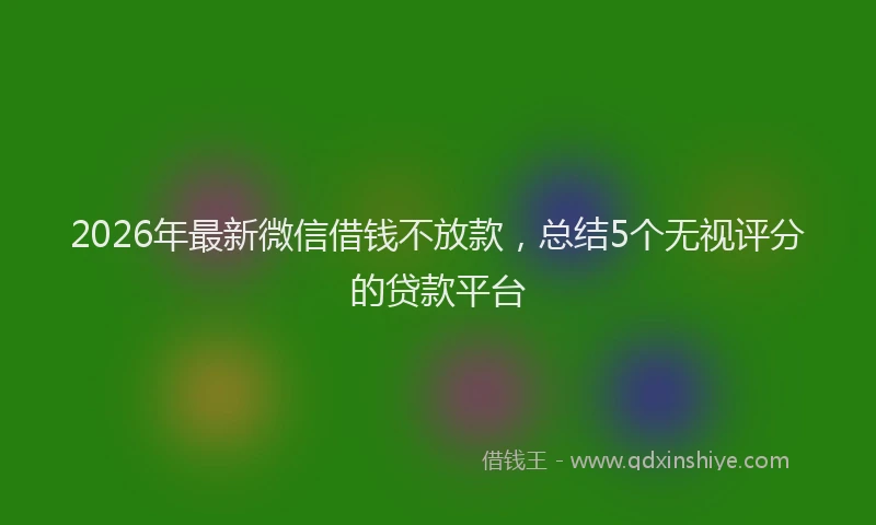 2026年最新微信借钱不放款，总结5个无视评分的贷款平台