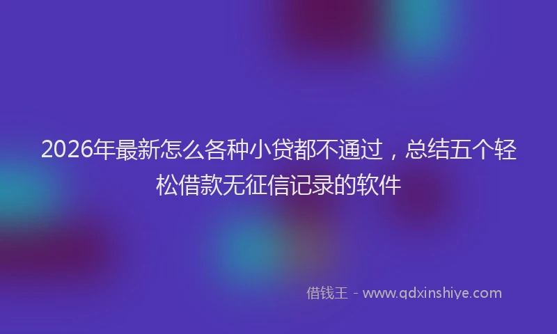2026年最新怎么各种小贷都不通过，总结五个轻松借款无征信记录的软件