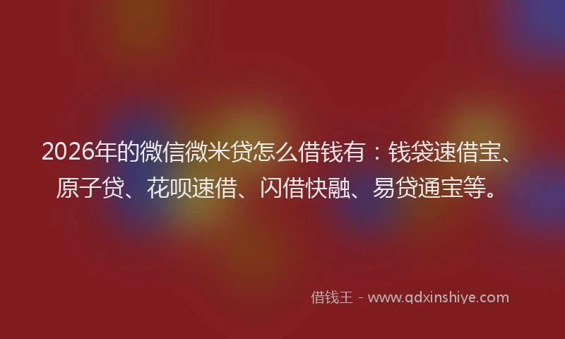 2026年的微信微米贷怎么借钱有：钱袋速借宝、原子贷、花呗速借、闪借快融、易贷通宝等。