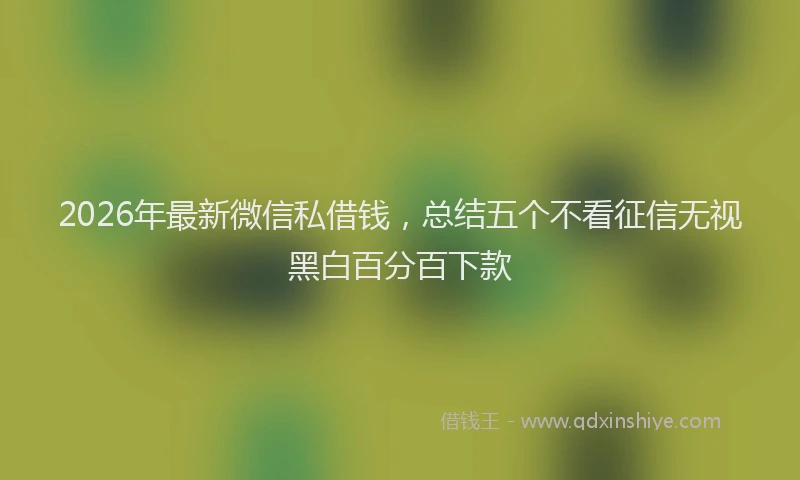 2026年最新微信私借钱，总结五个不看征信无视黑白百分百下款
