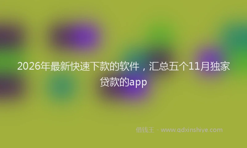 2026年最新快速下款的软件，汇总五个11月独家贷款的app