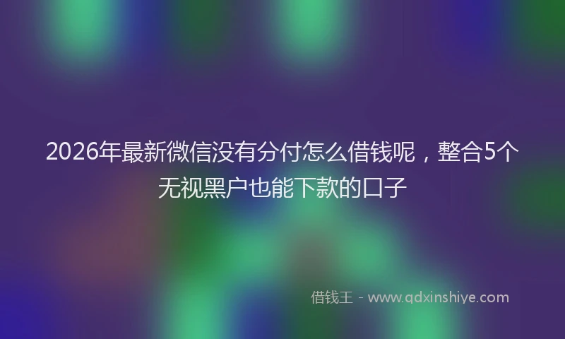 2026年最新微信没有分付怎么借钱呢，整合5个无视黑户也能下款的口子