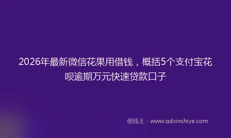 2026年最新微信花果用借钱，概括5个支付宝花呗逾期万元快速贷款口子