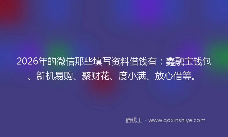 2026年的微信那些填写资料借钱有：鑫融宝钱包、新机易购、聚财花、度小满、放心借等。