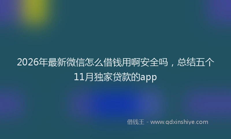 2026年最新微信怎么借钱用啊安全吗，总结五个11月独家贷款的app