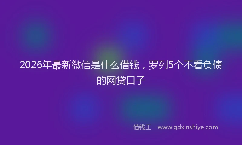 2026年最新微信是什么借钱，罗列5个不看负债的网贷口子