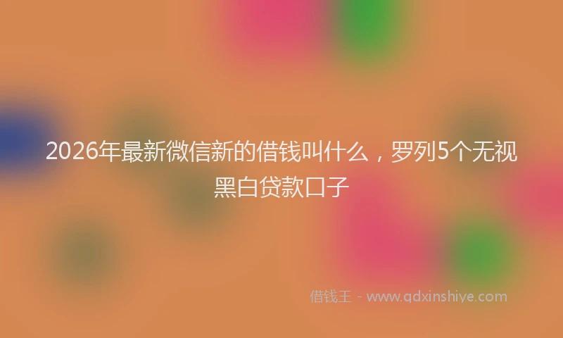 2026年最新微信新的借钱叫什么，罗列5个无视黑白贷款口子
