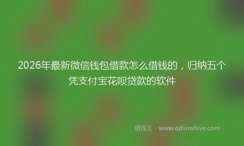 2026年最新微信钱包借款怎么借钱的，归纳五个凭支付宝花呗贷款的软件
