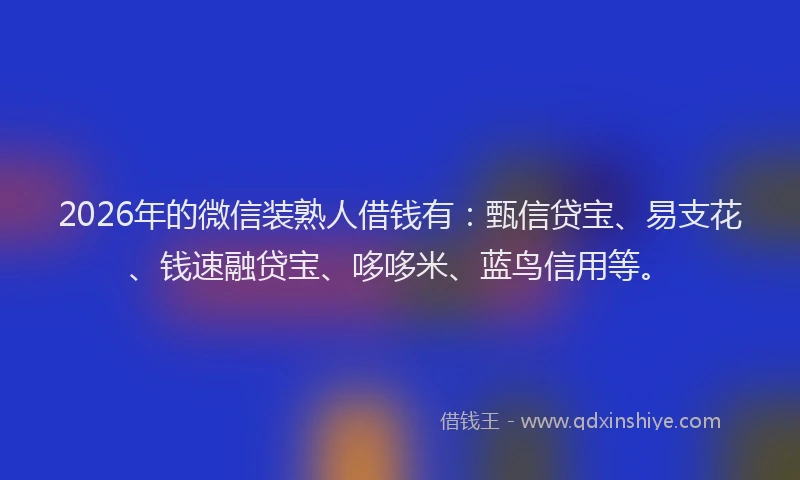 2026年的微信装熟人借钱有：甄信贷宝、易支花、钱速融贷宝、哆哆米、蓝鸟信用等。