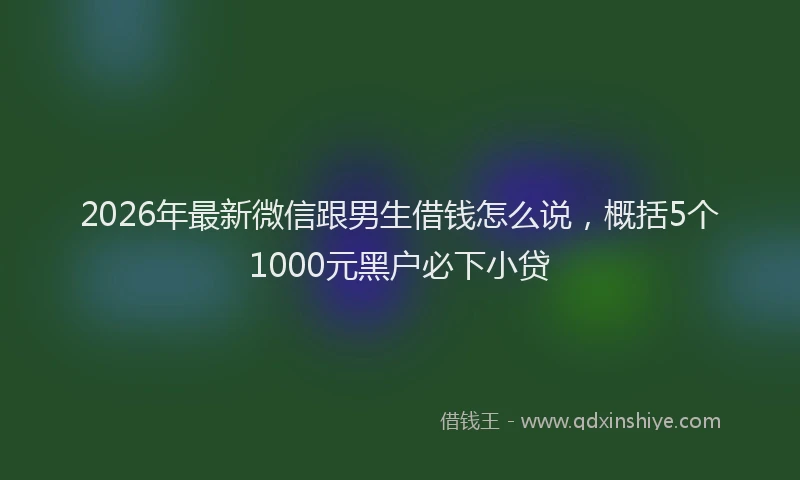 2026年最新微信跟男生借钱怎么说，概括5个1000元黑户必下小贷