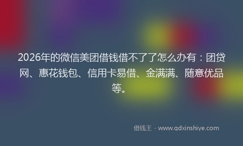 2026年的微信美团借钱借不了了怎么办有：团贷网、惠花钱包、信用卡易借、金满满、随意优品等。