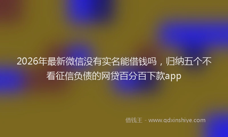 2026年最新微信没有实名能借钱吗，归纳五个不看征信负债的网贷百分百下款app