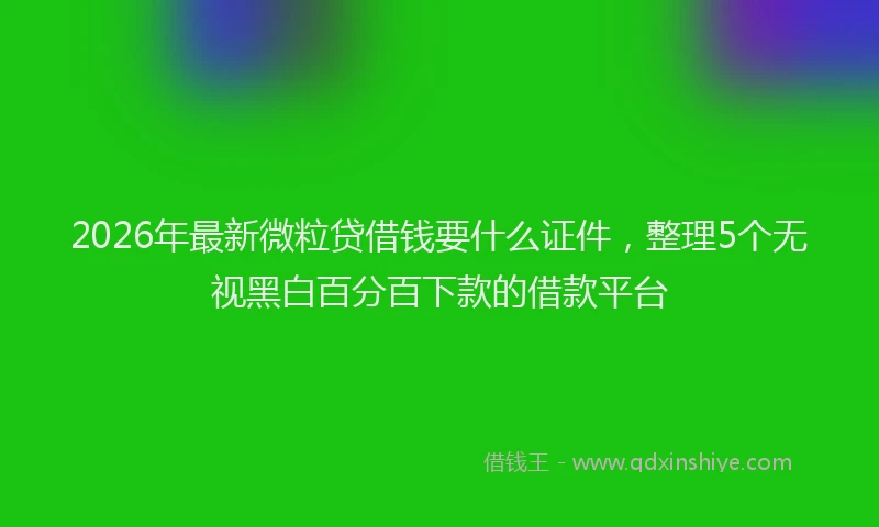 2026年最新微粒贷借钱要什么证件，整理5个无视黑白百分百下款的借款平台