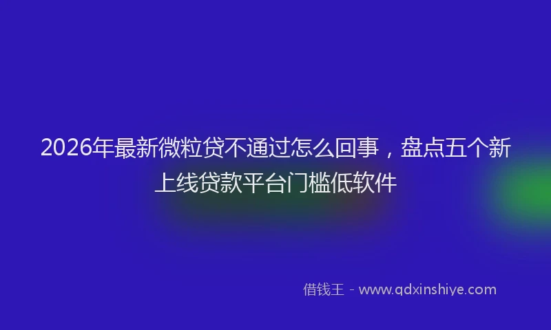 2026年最新微粒贷不通过怎么回事，盘点五个新上线贷款平台门槛低软件
