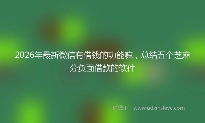 2026年最新微信有借钱的功能嘛，总结五个芝麻分负面借款的软件
