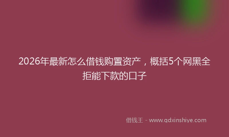 2026年最新怎么借钱购置资产，概括5个网黑全拒能下款的口子