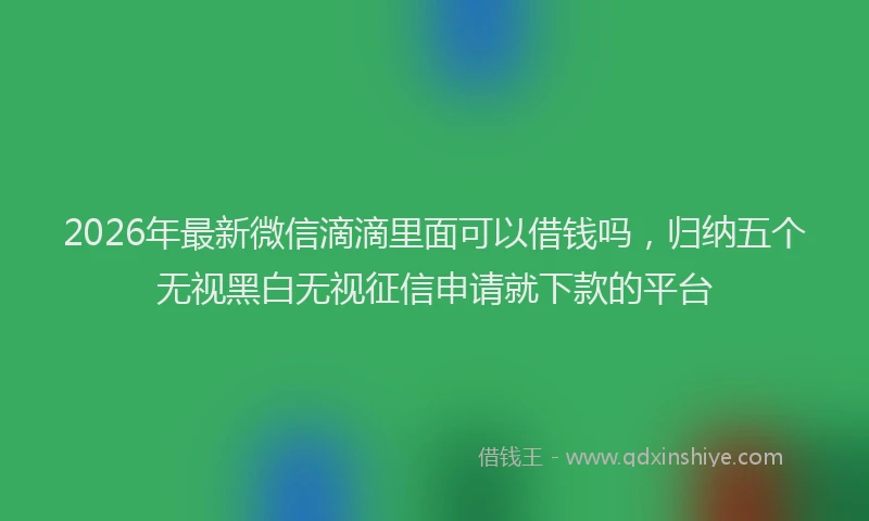2026年最新微信滴滴里面可以借钱吗，归纳五个无视黑白无视征信申请就下款的平台
