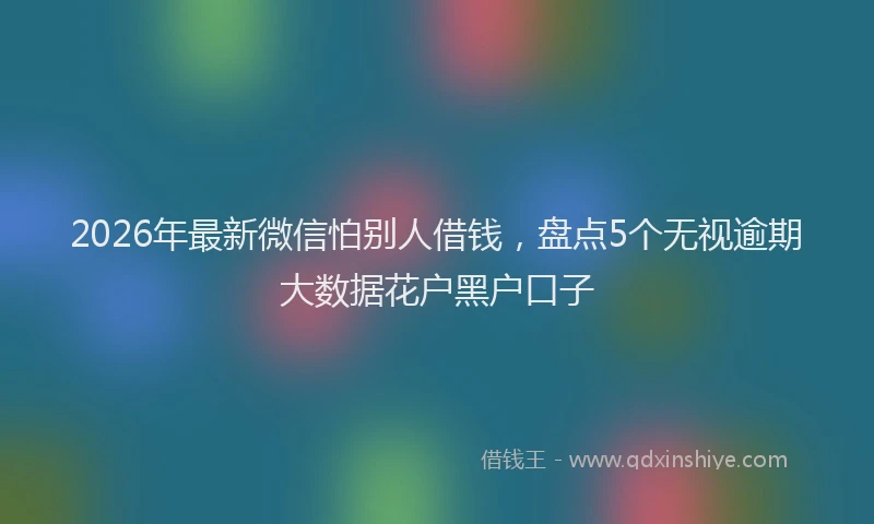2026年最新微信怕别人借钱，盘点5个无视逾期大数据花户黑户口子