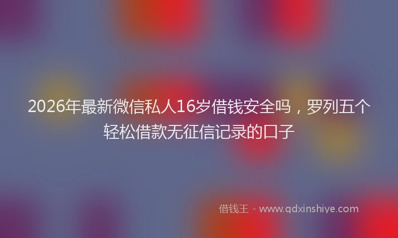 2026年最新微信私人16岁借钱安全吗，罗列五个轻松借款无征信记录的口子