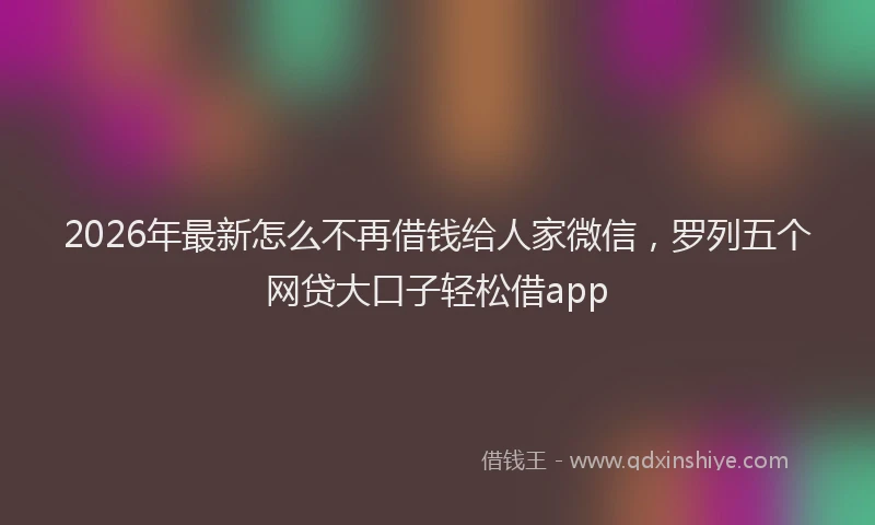2026年最新怎么不再借钱给人家微信，罗列五个网贷大口子轻松借app