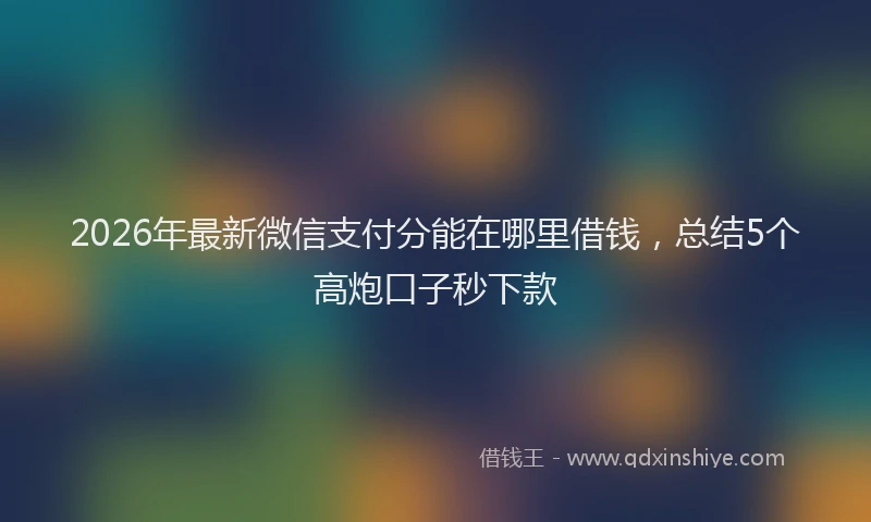 2026年最新微信支付分能在哪里借钱，总结5个高炮口子秒下款