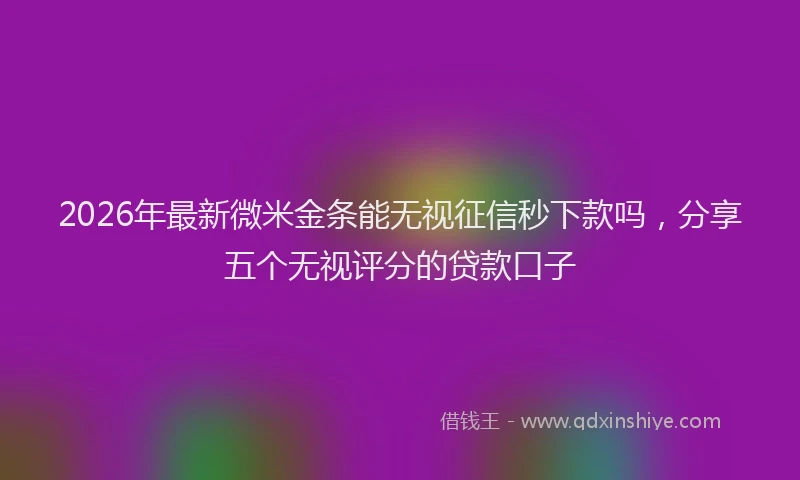 2026年最新微米金条能无视征信秒下款吗，分享五个无视评分的贷款口子
