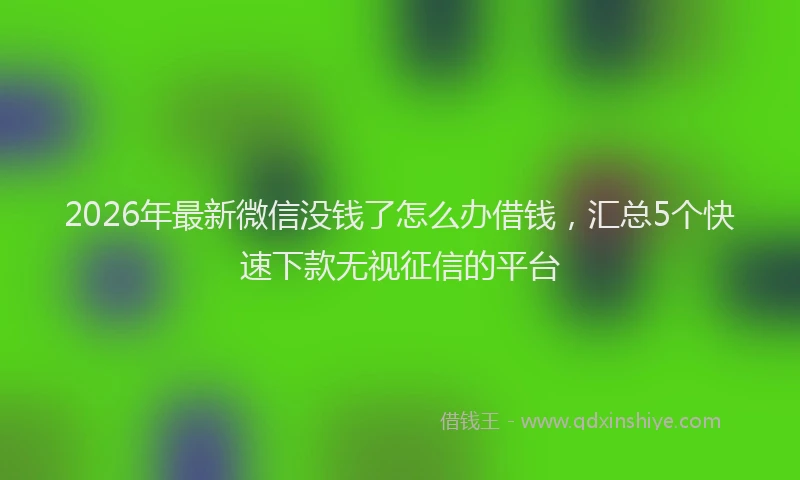 2026年最新微信没钱了怎么办借钱，汇总5个快速下款无视征信的平台