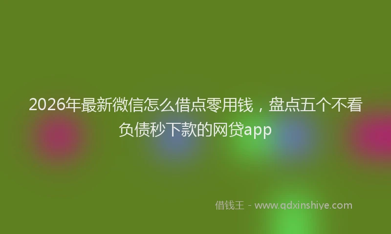 2026年最新微信怎么借点零用钱，盘点五个不看负债秒下款的网贷app