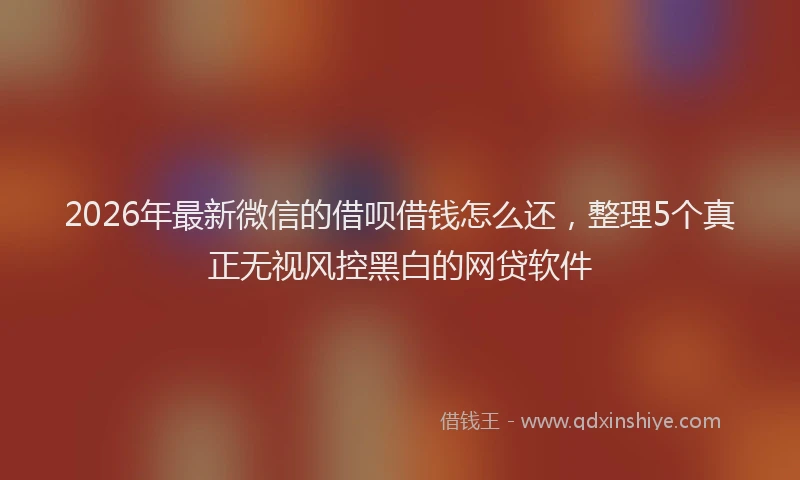 2026年最新微信的借呗借钱怎么还，整理5个真正无视风控黑白的网贷软件