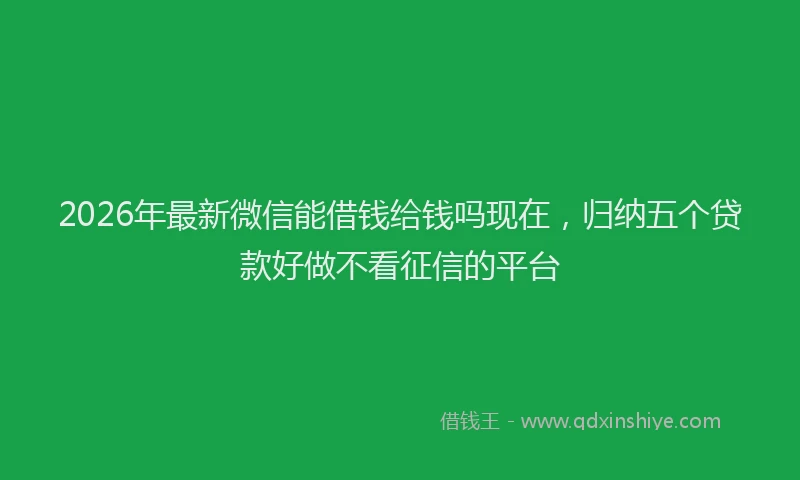 2026年最新微信能借钱给钱吗现在，归纳五个贷款好做不看征信的平台