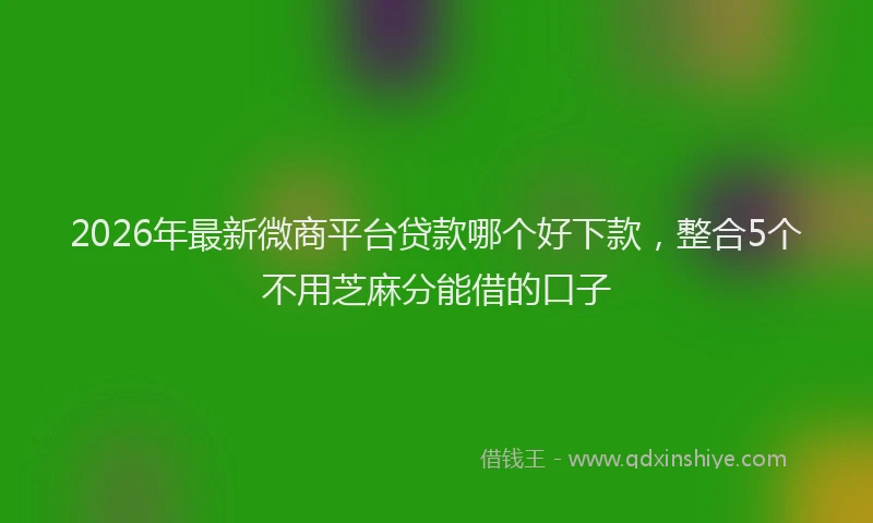 2026年最新微商平台贷款哪个好下款，整合5个不用芝麻分能借的口子
