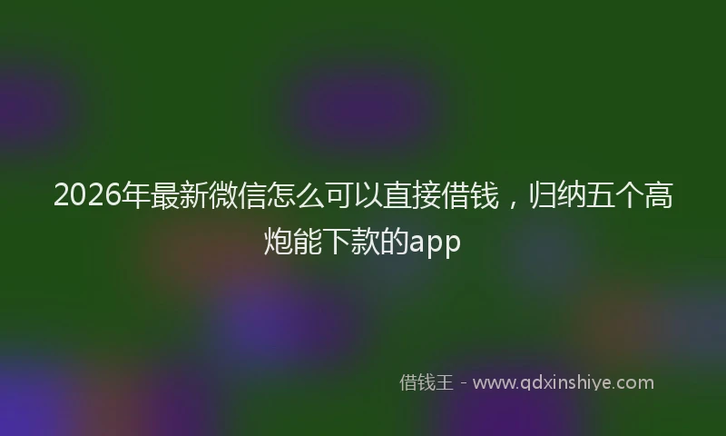 2026年最新微信怎么可以直接借钱，归纳五个高炮能下款的app