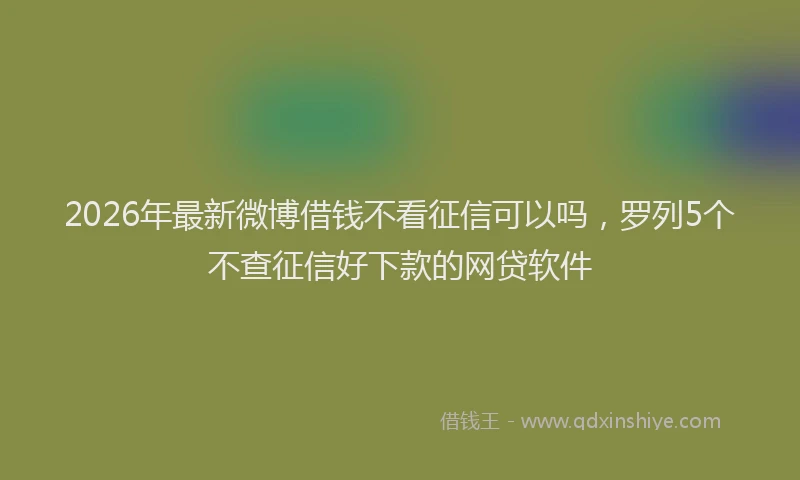 2026年最新微博借钱不看征信可以吗，罗列5个不查征信好下款的网贷软件
