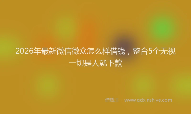 2026年最新微信微众怎么样借钱，整合5个无视一切是人就下款