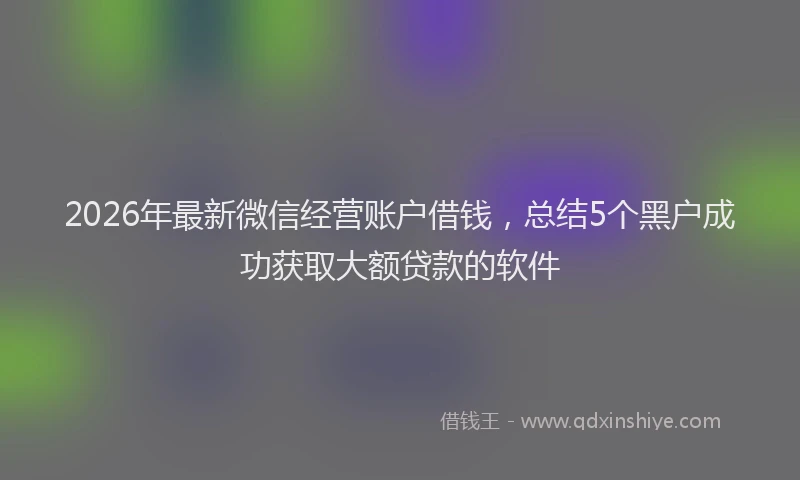 2026年最新微信经营账户借钱，总结5个黑户成功获取大额贷款的软件