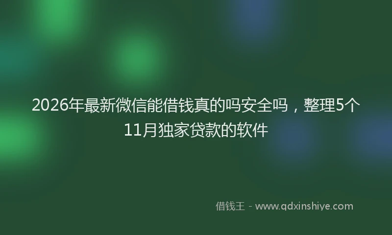 2026年最新微信能借钱真的吗安全吗，整理5个11月独家贷款的软件