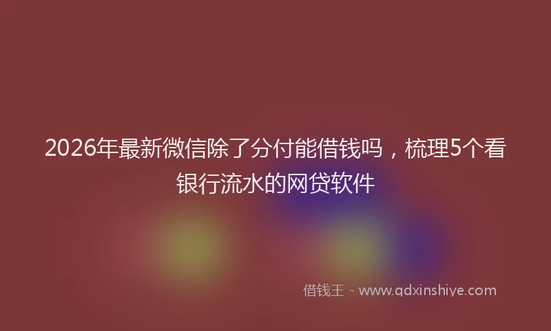 2026年最新微信除了分付能借钱吗，梳理5个看银行流水的网贷软件
