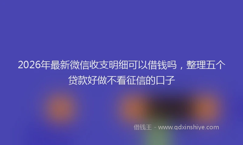 2026年最新微信收支明细可以借钱吗，整理五个贷款好做不看征信的口子