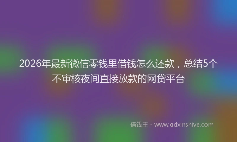 2026年最新微信零钱里借钱怎么还款，总结5个不审核夜间直接放款的网贷平台