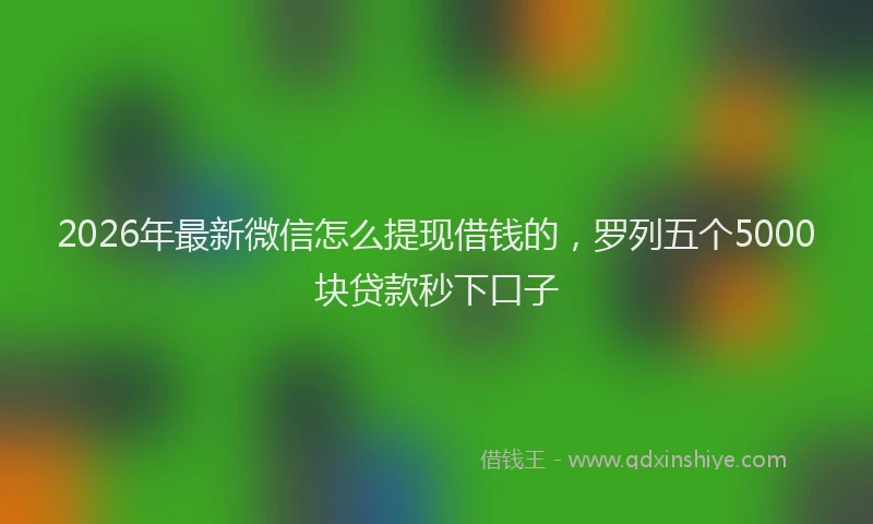 2026年最新微信怎么提现借钱的，罗列五个5000块贷款秒下口子
