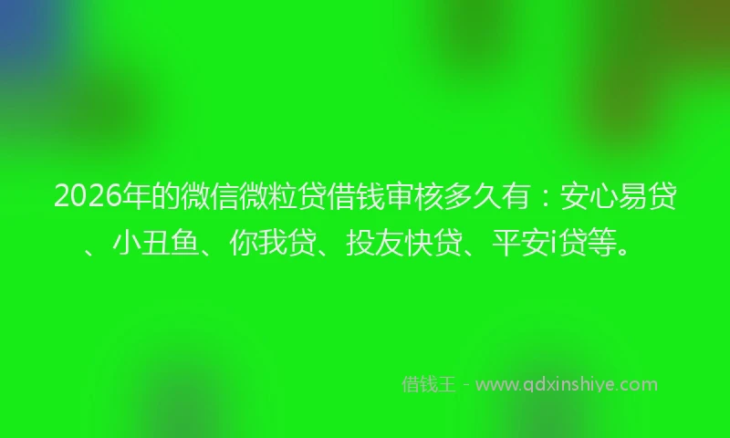 2026年的微信微粒贷借钱审核多久有：安心易贷、小丑鱼、你我贷、投友快贷、平安i贷等。
