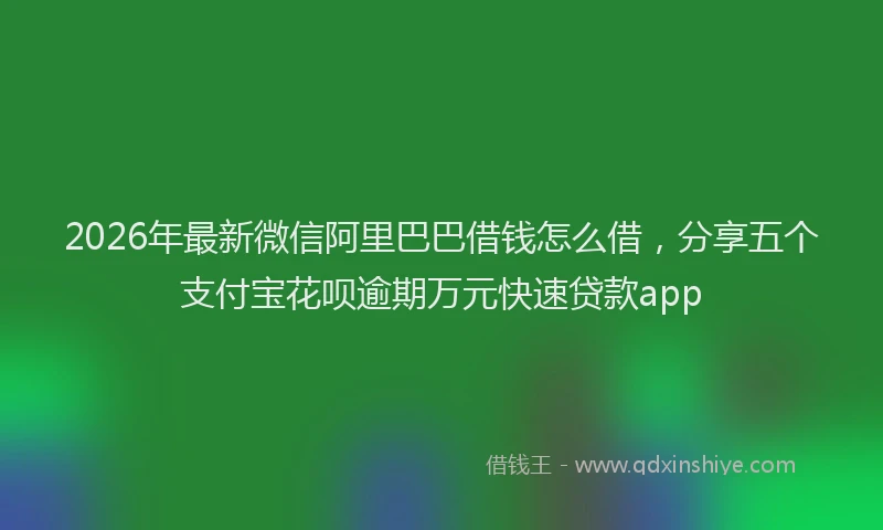 2026年最新微信阿里巴巴借钱怎么借，分享五个支付宝花呗逾期万元快速贷款app