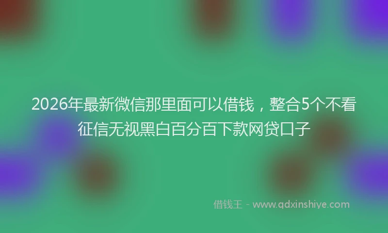 2026年最新微信那里面可以借钱，整合5个不看征信无视黑白百分百下款网贷口子