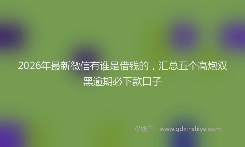 2026年最新微信有谁是借钱的，汇总五个高炮双黑逾期必下款口子