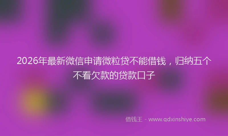 2026年最新微信申请微粒贷不能借钱，归纳五个不看欠款的贷款口子