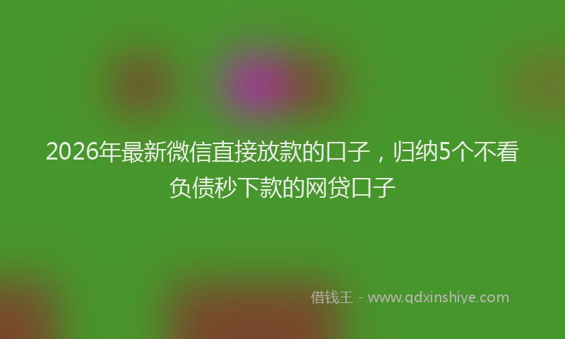 2026年最新微信直接放款的口子，归纳5个不看负债秒下款的网贷口子