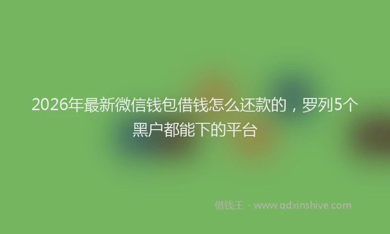 2026年最新微信钱包借钱怎么还款的，罗列5个黑户都能下的平台