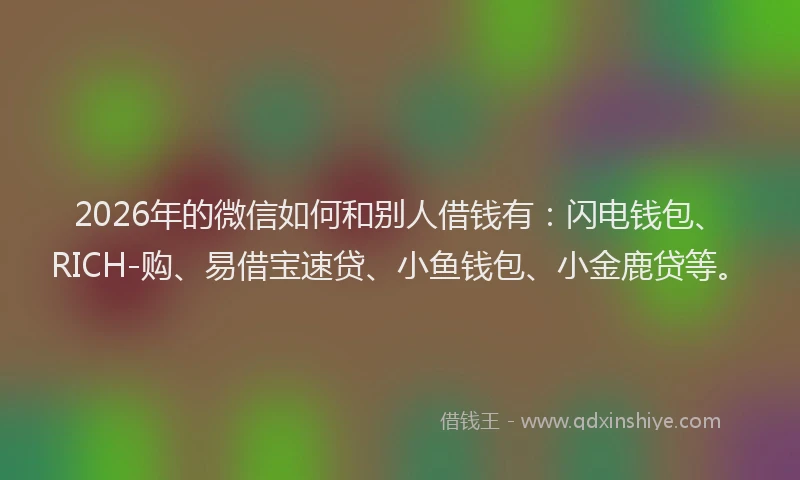 2026年的微信如何和别人借钱有：闪电钱包、RICH-购、易借宝速贷、小鱼钱包、小金鹿贷等。